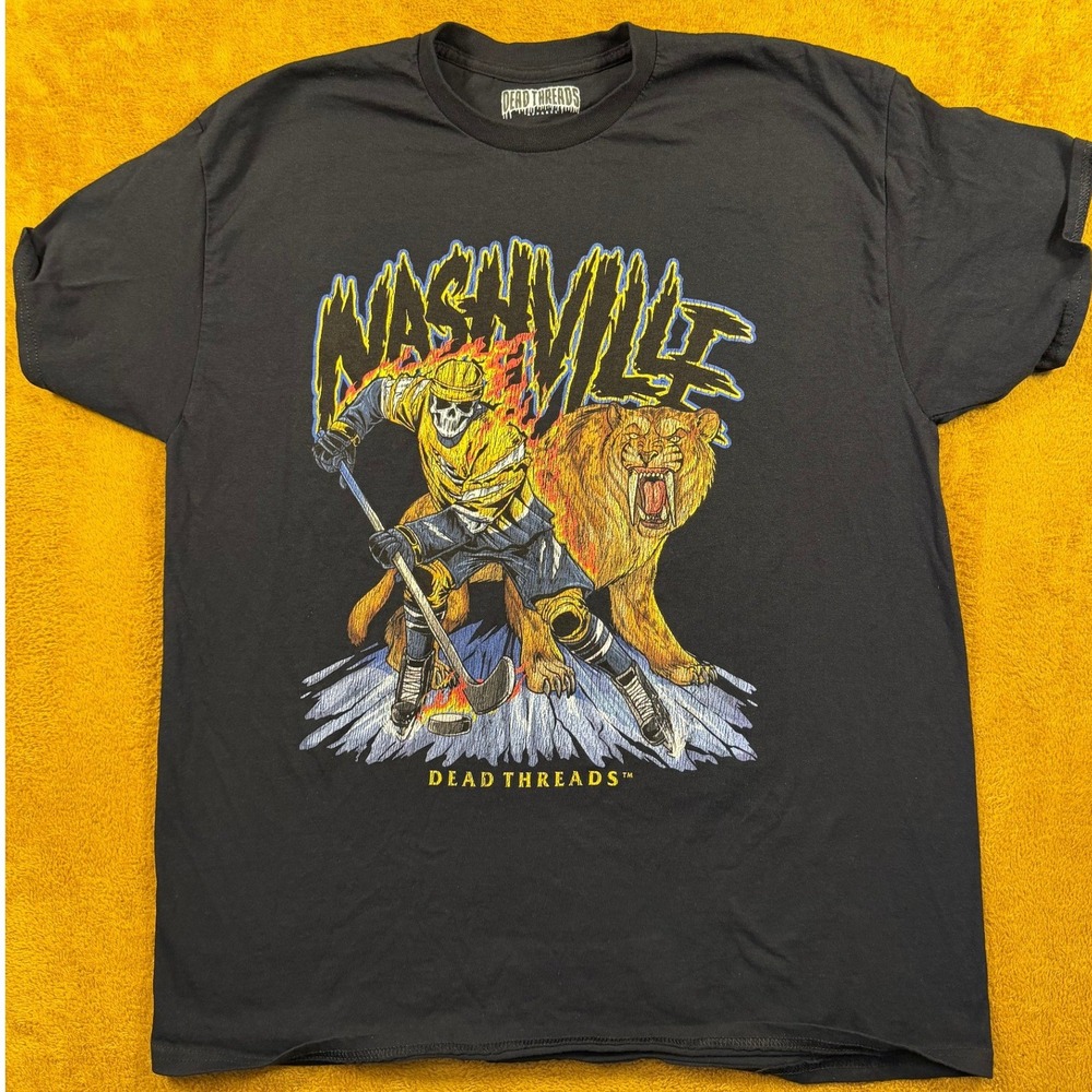 Dead Threads Apparel Nashville Hockey Skull Lion Graphic T Shirt XL
